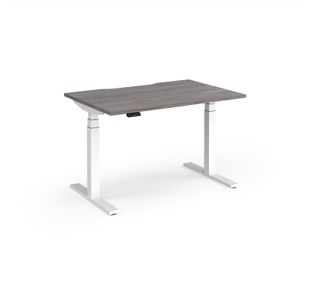 Elev8 Luxe Straight Sit-Stand Desk 1200mm x 800mm - White Frame / Grey Oak Top