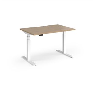 Elev8 Luxe Straight Sit-Stand Desk 1200mm x 800mm - White Frame / Kendal Oak Top
