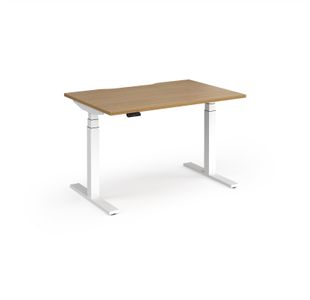Elev8 Luxe Straight Sit-Stand Desk 1200mm x 800mm - White Frame / Oak Top