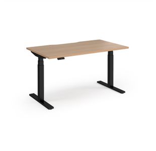 Elev8 Luxe Straight Sit-Stand Desk 1400mm x 800mm - Black Frame / Beech Top