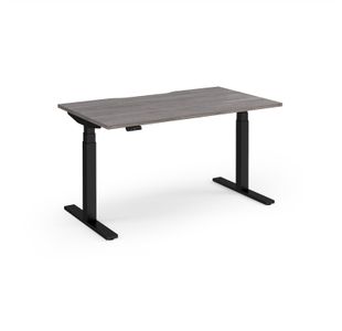 Elev8 Luxe Straight Sit-Stand Desk 1400mm x 800mm - Black Frame / Grey Oak Top