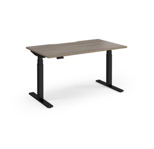 Elev8 Luxe Straight Sit-Stand Desk 1400mm x 800mm - Black Frame / Nebraska Oak Top