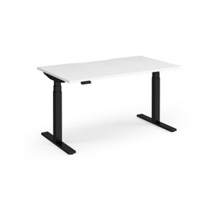 Elev8 Luxe Straight Sit-Stand Desk 1400mm x 800mm - Black Frame / White Top
