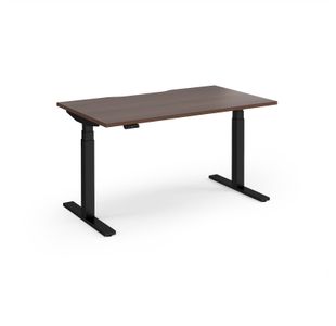 Elev8 Luxe Straight Sit-Stand Desk 1400mm x 800mm - Black Frame / Walnut Top