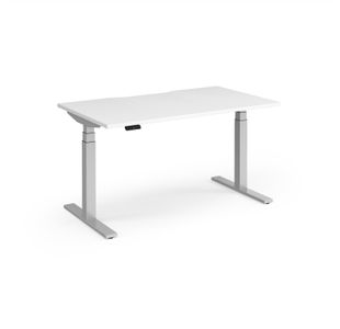 Elev8 Luxe Straight Sit-Stand Desk 1400mm x 800mm - Silver Frame / White Top