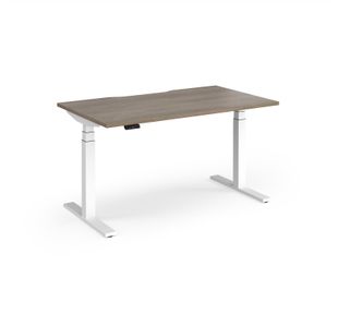 Elev8 Luxe Straight Sit-Stand Desk 1400mm x 800mm - White Frame / Nebraska Oak Top