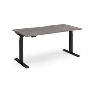 Elev8 Luxe Straight Sit-Stand Desk 1600mm x 800mm - Black Frame / Grey Oak Top