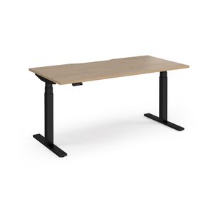 Elev8 Luxe Straight Sit-Stand Desk 1600mm x 800mm - Black Frame / Kendal Oak Top
