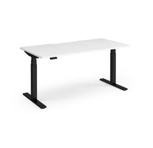 Elev8 Luxe Straight Sit-Stand Desk 1600mm x 800mm - Black Frame / White Top