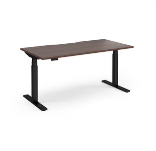 Elev8 Luxe Straight Sit-Stand Desk 1600mm x 800mm - Black Frame / Walnut Top