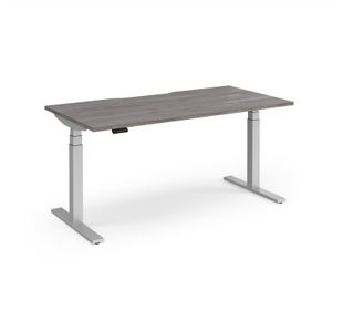 Elev8 Luxe Straight Sit-Stand Desk 1600mm x 800mm - Silver Frame / Grey Oak Top