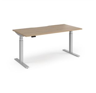 Elev8 Luxe Straight Sit-Stand Desk 1600mm x 800mm - Silver Frame / Kendal Oak Top