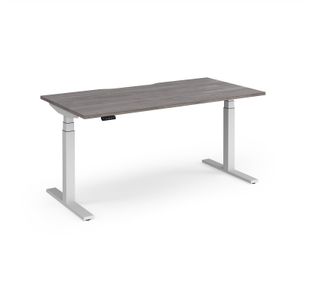 Elev8 Luxe Straight Sit-Stand Desk 1600mm x 800mm - White Frame / Grey Oak Top