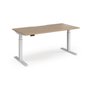 Elev8 Luxe Straight Sit-Stand Desk 1600mm x 800mm - White Frame / Kendal Oak Top