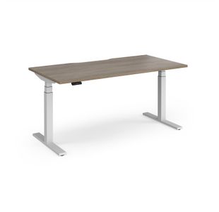 Elev8 Luxe Straight Sit-Stand Desk 1600mm x 800mm - White Frame / Nebraska Oak Top
