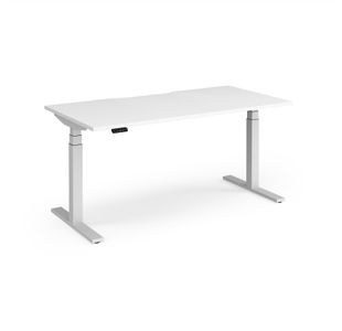 Elev8 Luxe Straight Sit-Stand Desk 1600mm x 800mm - White Frame / White Top