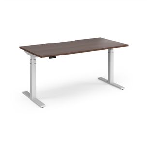 Elev8 Luxe Straight Sit-Stand Desk 1600mm x 800mm - White Frame / Walnut Top