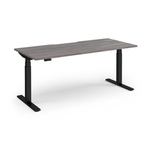 Elev8 Luxe Straight Sit-Stand Desk 1800mm x 800mm - Black Frame / Grey Oak Top