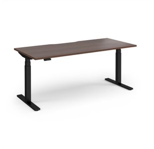 Elev8 Luxe Straight Sit-Stand Desk 1800mm x 800mm - Black Frame / Walnut Top