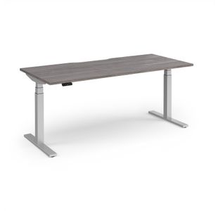 Elev8 Luxe Straight Sit-Stand Desk 1800mm x 800mm - Silver Frame / Grey Oak Top