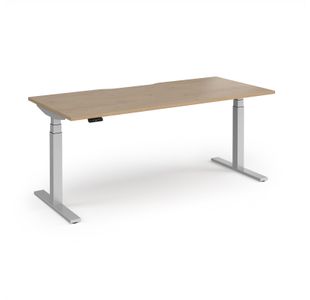 Elev8 Luxe Straight Sit-Stand Desk 1800mm x 800mm - Silver Frame / Kendal Oak Top