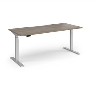 Elev8 Luxe Straight Sit-Stand Desk 1800mm x 800mm - Silver Frame / Nebraska Oak Top