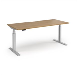 Elev8 Luxe Straight Sit-Stand Desk 1800mm x 800mm - Silver Frame / Oak Top