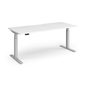 Elev8 Luxe Straight Sit-Stand Desk 1800mm x 800mm - Silver Frame / White Top
