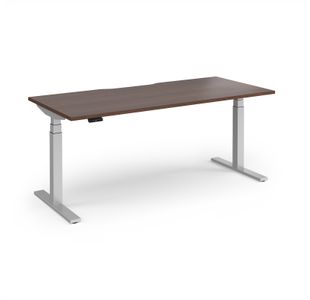 Elev8 Luxe Straight Sit-Stand Desk 1800mm x 800mm - Silver Frame / Walnut Top
