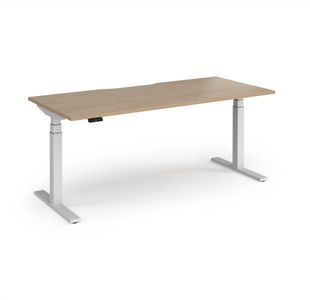 Elev8 Luxe Straight Sit-Stand Desk 1800mm x 800mm - White Frame / Kendal Oak Top