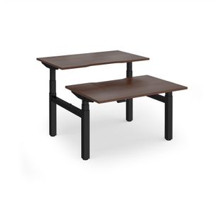 Elev8 Luxe Sit-Stand Back-To-Back Desks 1200mm x 800mm - Black Frame / Walnut Top