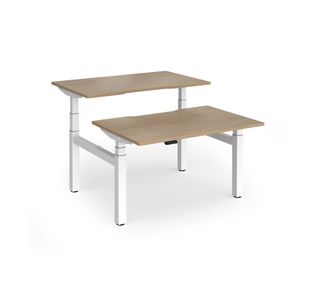 Elev8 Luxe Sit-Stand Back-To-Back Desks 1200mm x 800mm - White Frame / Kendal Oak Top