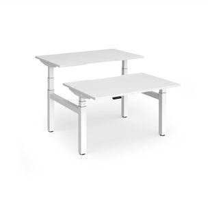 Elev8 Luxe Sit-Stand Back-To-Back Desks 1200mm x 800mm - White Frame / White Top