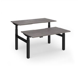 Elev8 Luxe Sit-Stand Back-To-Back Desks 1400mm x 800mm - Black Frame / Grey Oak Top