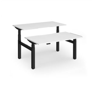 Elev8 Luxe Sit-Stand Back-To-Back Desks 1400mm x 800mm - Black Frame / White Top