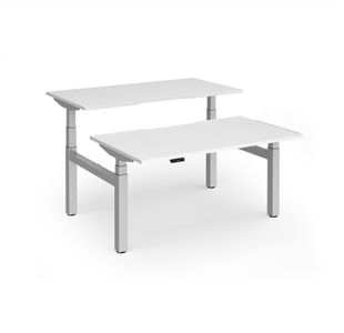 Elev8 Luxe Sit-Stand Back-To-Back Desks 1400mm x 800mm - Silver Frame / White Top