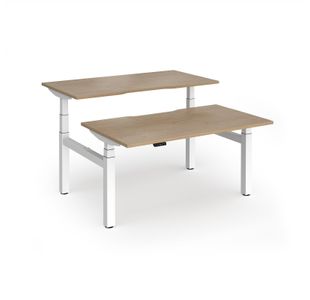 Elev8 Luxe Sit-Stand Back-To-Back Desks 1400mm x 800mm - White Frame / Kendal Oak Top