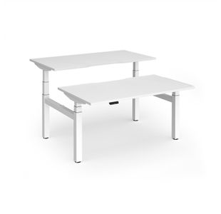 Elev8 Luxe Sit-Stand Back-To-Back Desks 1400mm x 800mm - White Frame / White Top
