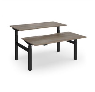Elev8 Luxe Sit-Stand Back-To-Back Desks 1600mm x 800mm - Black Frame / Nebraska Oak Top