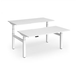 Elev8 Luxe Sit-Stand Back-To-Back Desks 1600mm x 800mm - White Frame / White Top