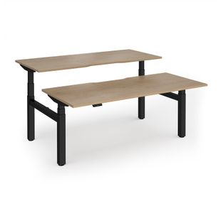 Elev8 Luxe Sit-Stand Back-To-Back Desks 1800mm x 800mm - Black Frame / Kendal Oak Top