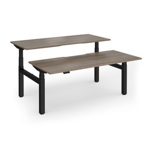 Elev8 Luxe Sit-Stand Back-To-Back Desks 1800mm x 800mm - Black Frame / Nebraska Oak Top