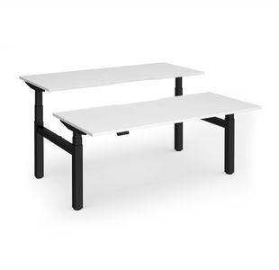 Elev8 Luxe Sit-Stand Back-To-Back Desks 1800mm x 800mm - Black Frame / White Top