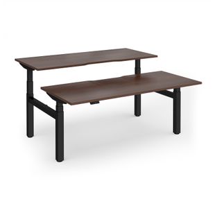 Elev8 Luxe Sit-Stand Back-To-Back Desks 1800mm x 800mm - Black Frame / Walnut Top