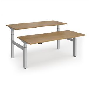 Elev8 Luxe Sit-Stand Back-To-Back Desks 1800mm x 800mm - Silver Frame / Oak Top