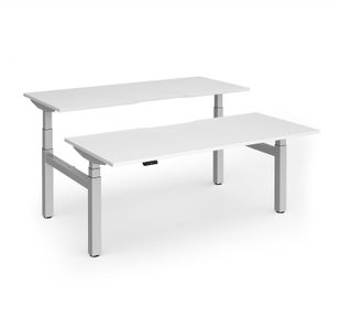 Elev8 Luxe Sit-Stand Back-To-Back Desks 1800mm x 800mm - Silver Frame / White Top