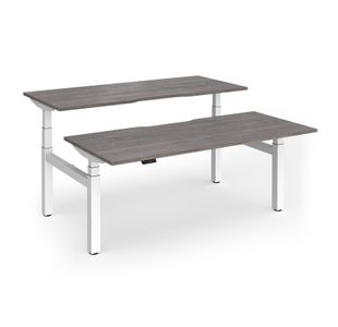 Elev8 Luxe Sit-Stand Back-To-Back Desks 1800mm x 800mm - White Frame / Grey Oak Top