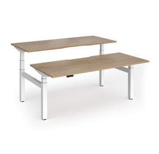 Elev8 Luxe Sit-Stand Back-To-Back Desks 1800mm x 800mm - White Frame / Kendal Oak Top