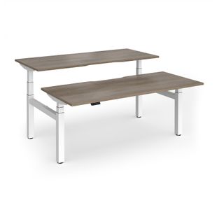 Elev8 Luxe Sit-Stand Back-To-Back Desks 1800mm x 800mm - White Frame / Nebraska Oak Top