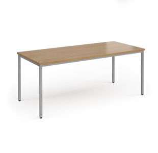 Flexi 25 rectangular table with silver frame 1800mm x 800mm - oak